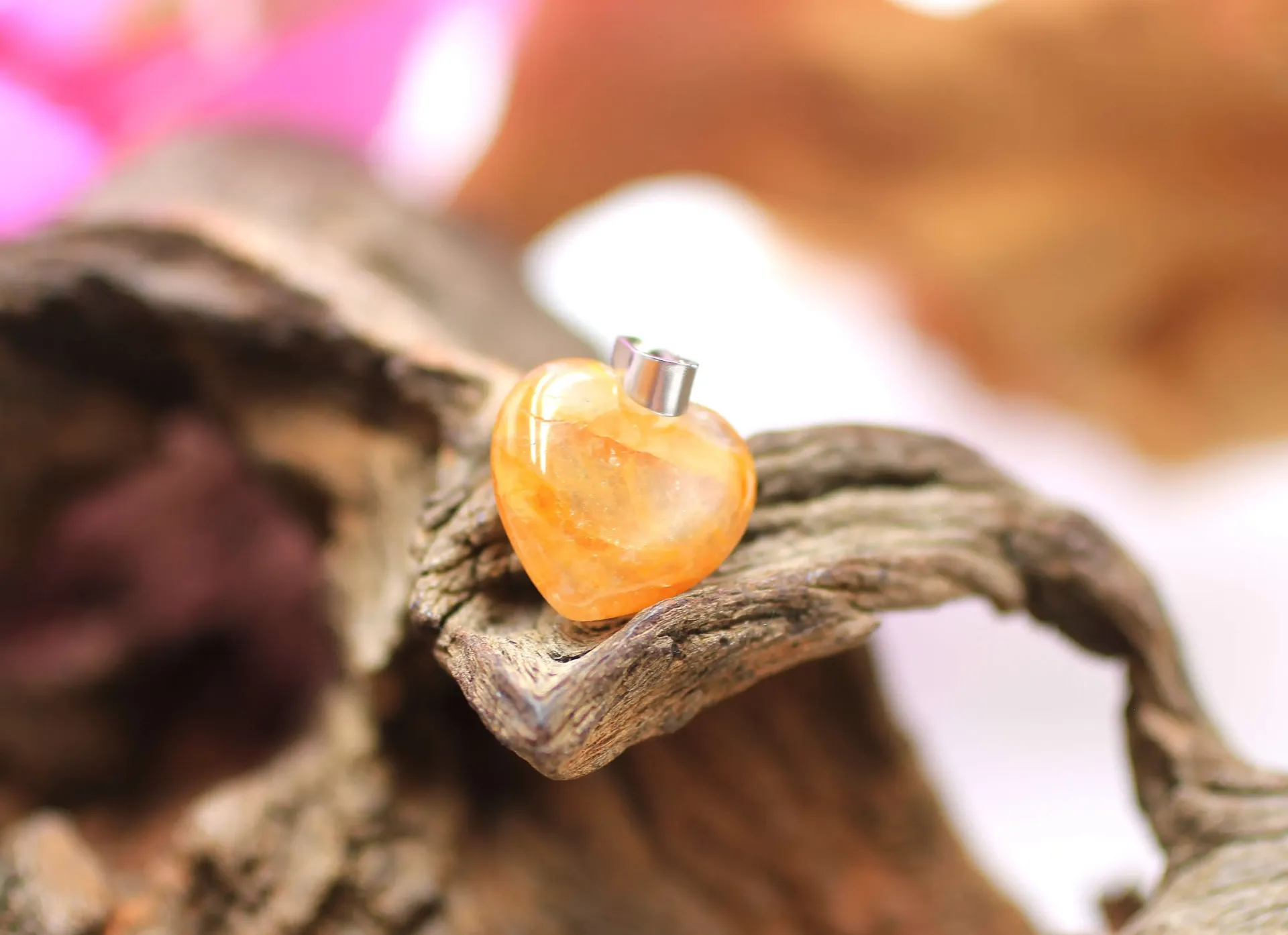 Pendentif cœur en Quartz Golden Healer