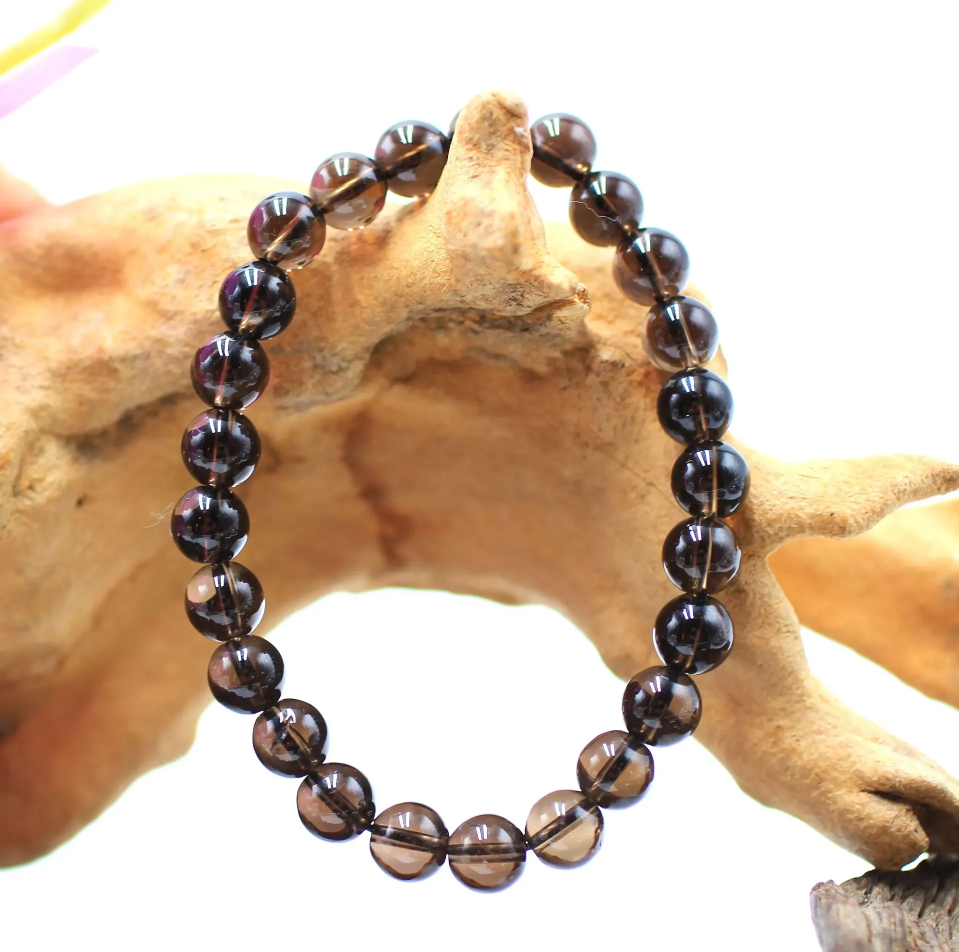 Bracelet en perles 8mm en Quartz fumé