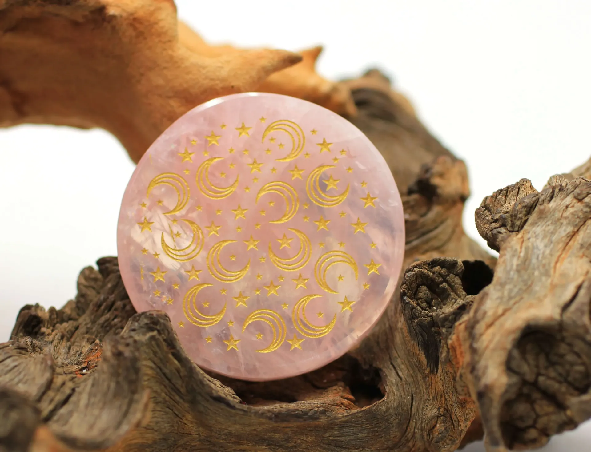 Disque 'Etoile et Lune' en Quartz rose