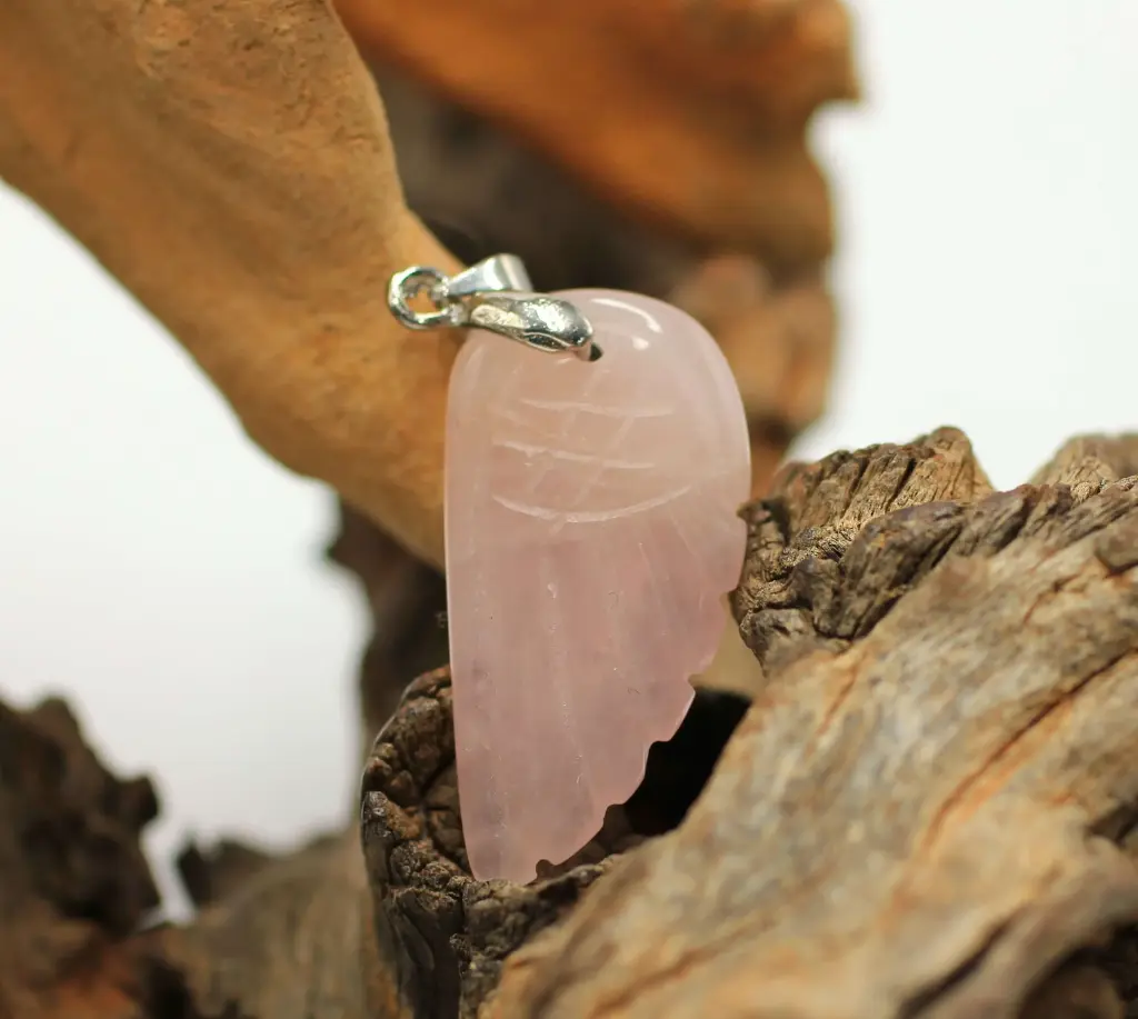 Pendentif Aile d'Ange en Quartz rose