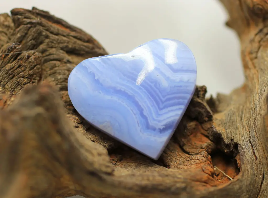 Cœur en Calcédoine bleue
