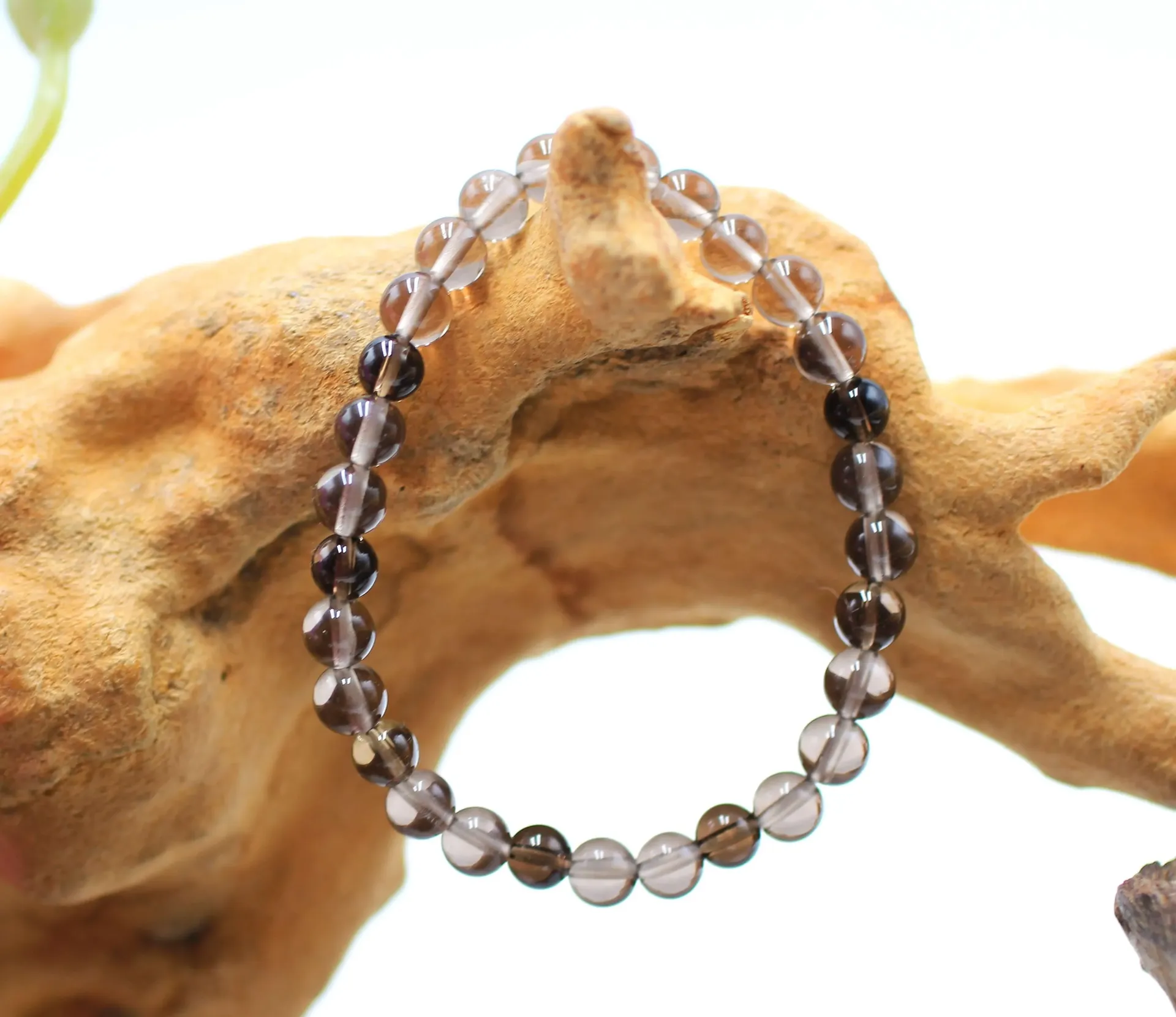 Bracelet en perles 6mm en Quartz fumé