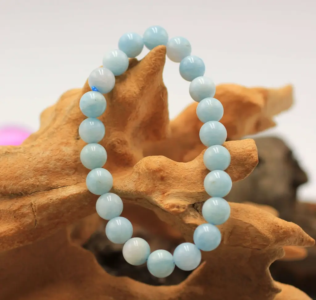 Bracelet en perles 8mm en Aigue-marine