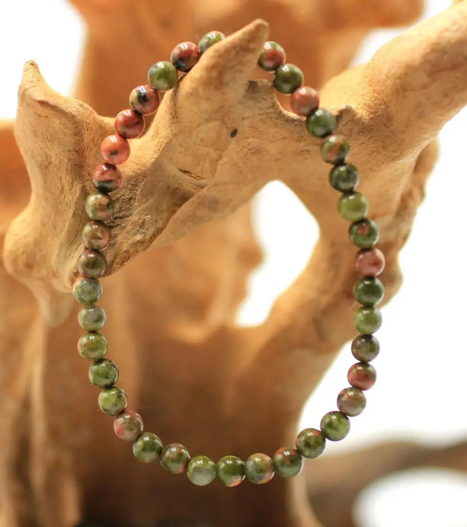 Bracelet en perles 4mm en Jaspe unakite