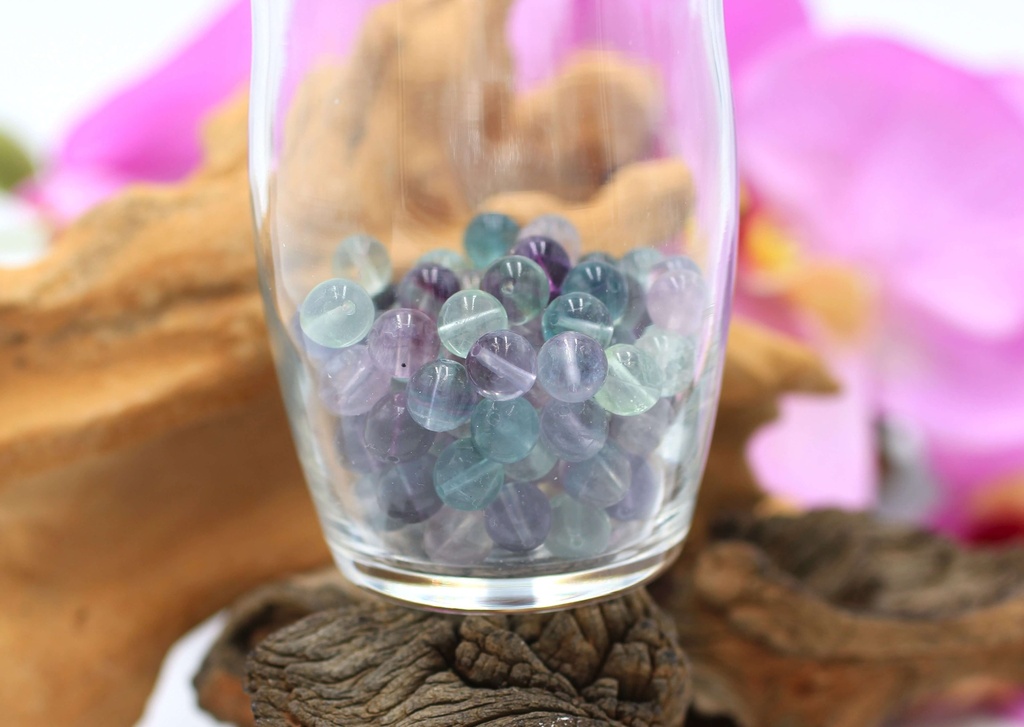 Perle 8mm en Fluorite multicolore