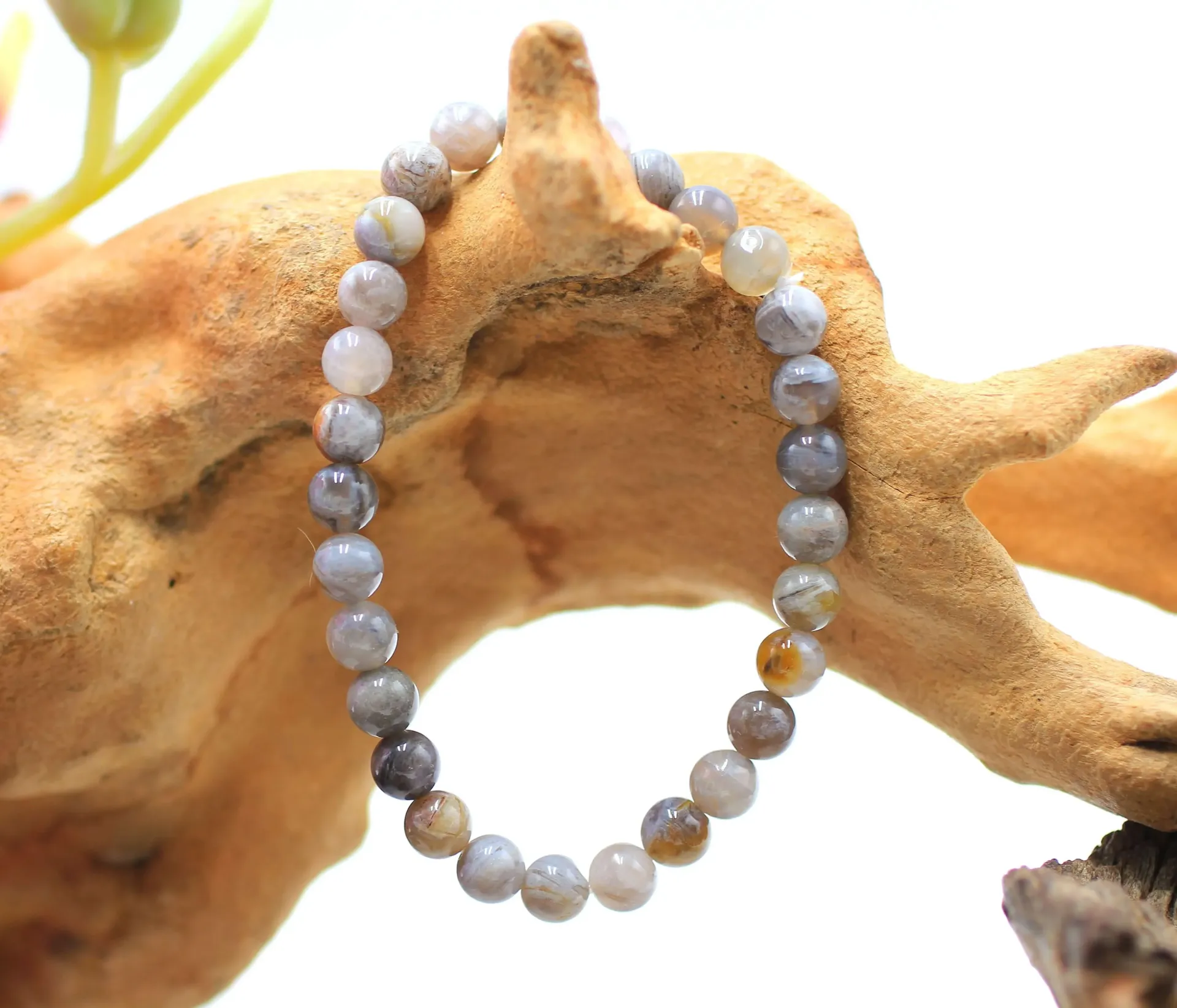 Bracelet en perles 6mm en Agate bambou