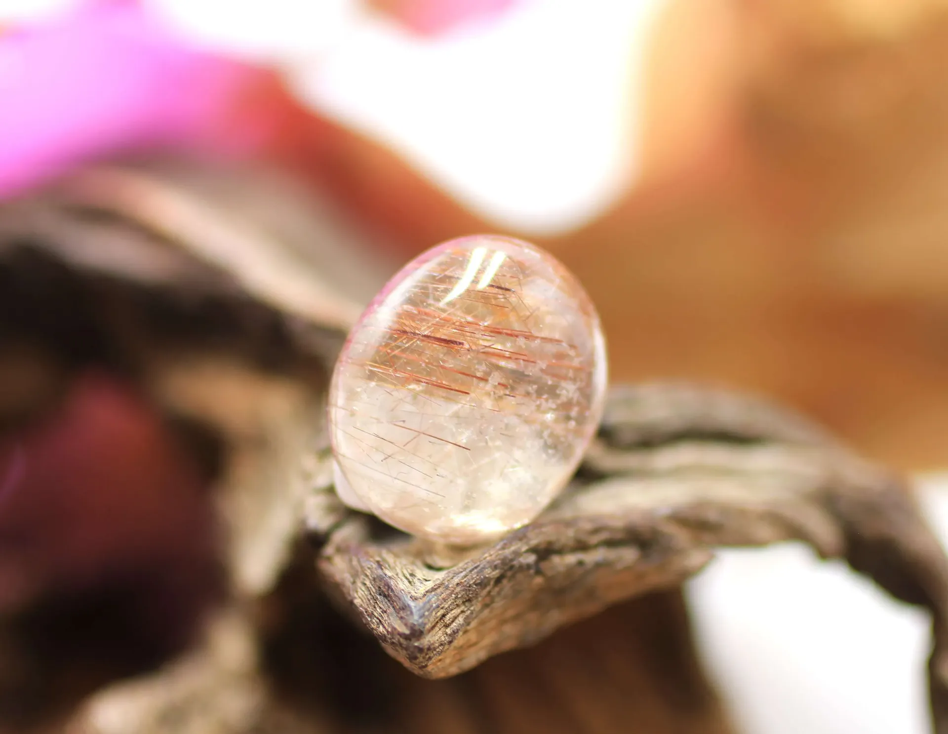 Quartz rutile cuivré roulé