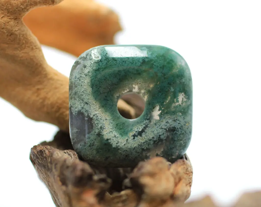 Pendentif en donut carré en Agate mousse