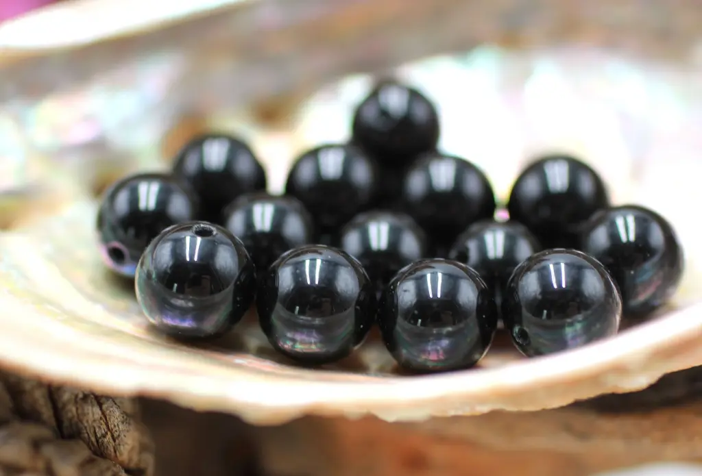 Perle 10mm en Obsidienne noire
