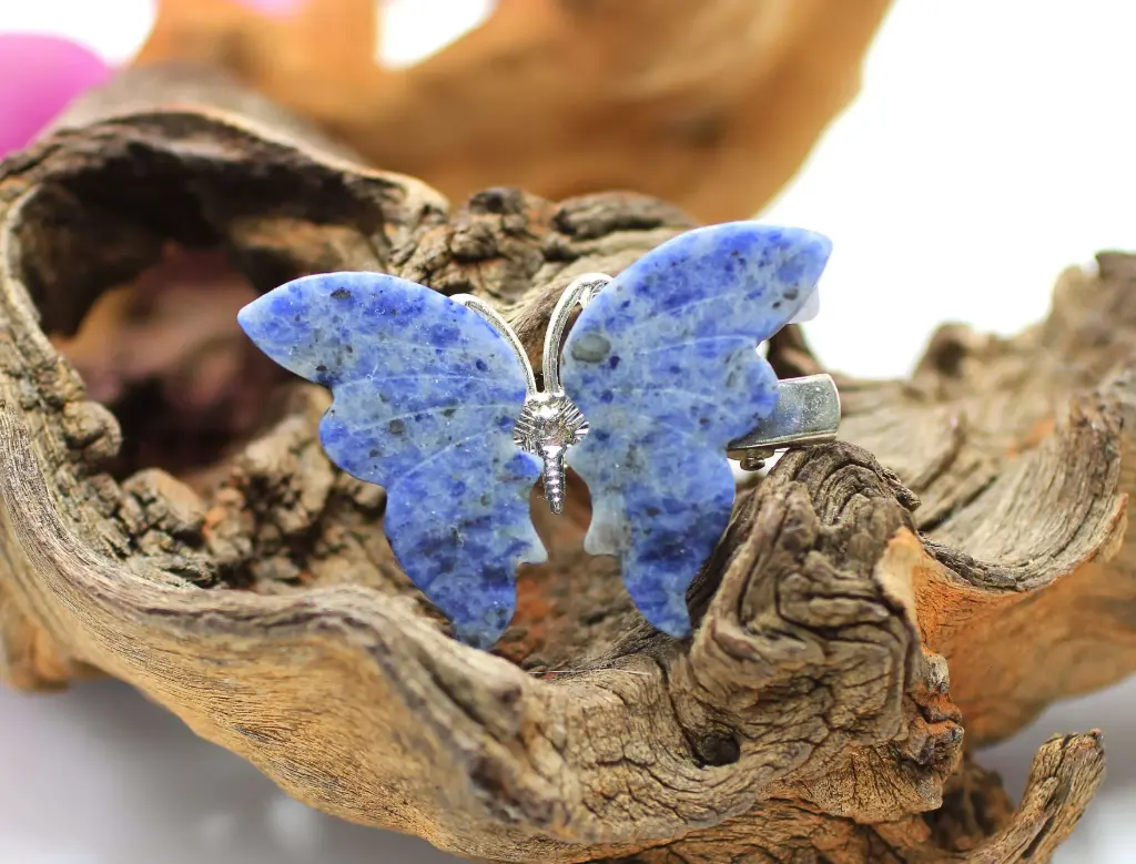 Pince à cheveux papillon en Sodalite