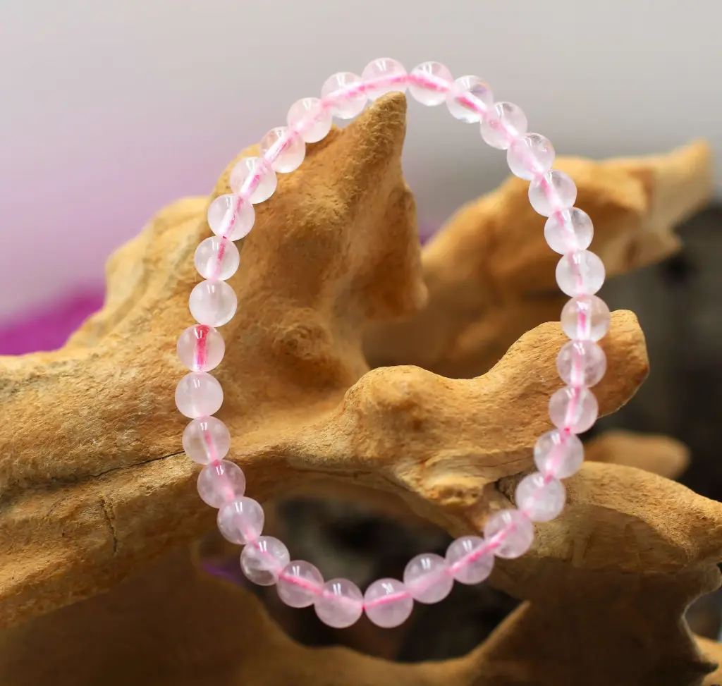 Bracelet en perles 6mm en Quartz rose