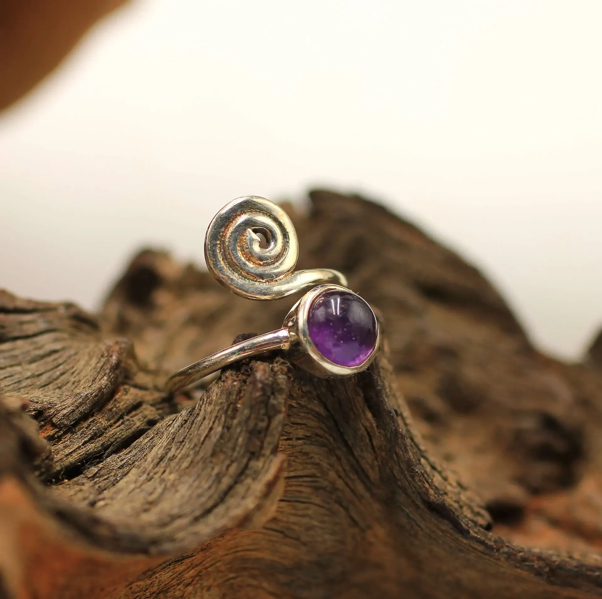 Bague réglable en Argent 925 et en Améthyste