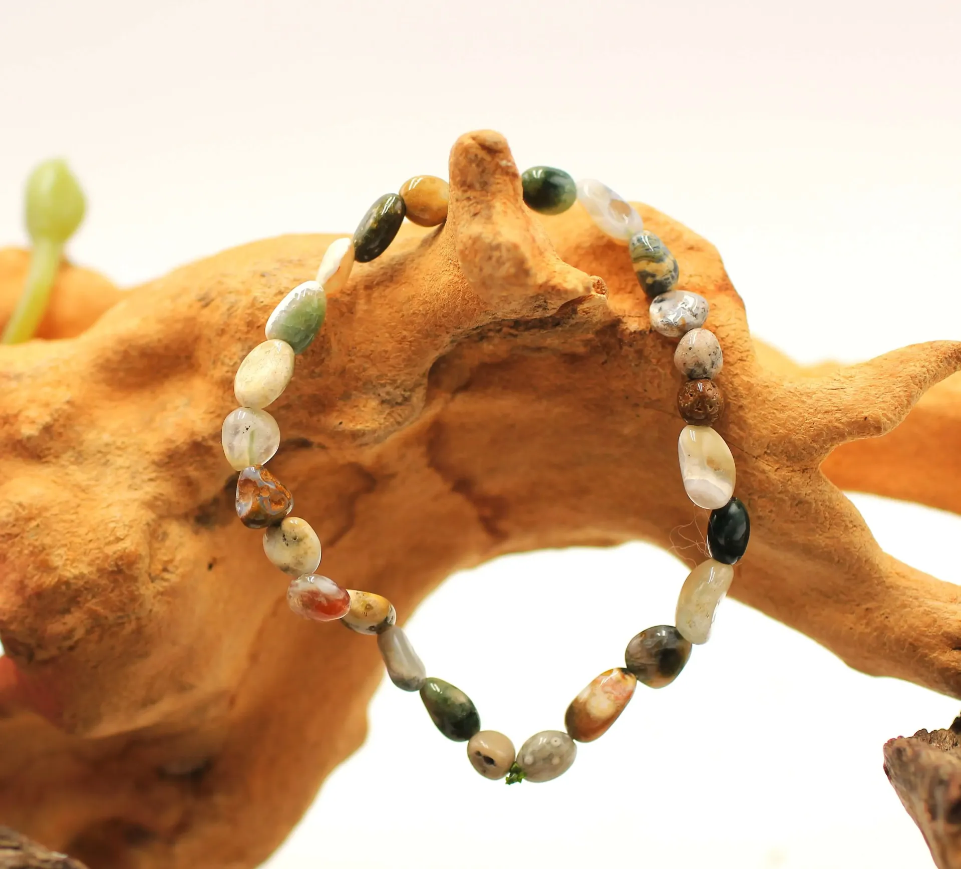 Bracelet en asymétriques en Jaspe océan