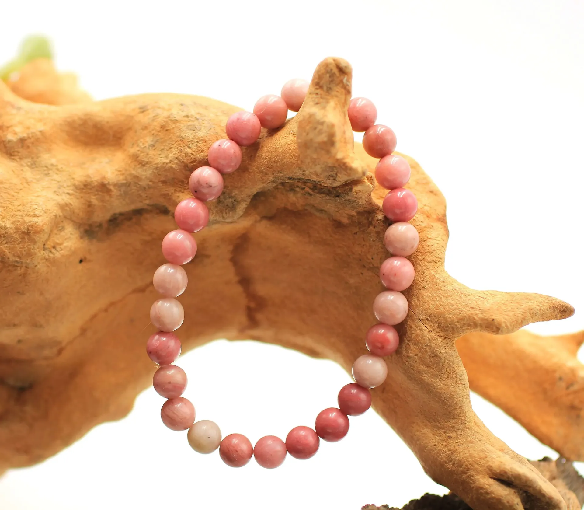 Bracelet en perles 6mm en Rhodonite rose