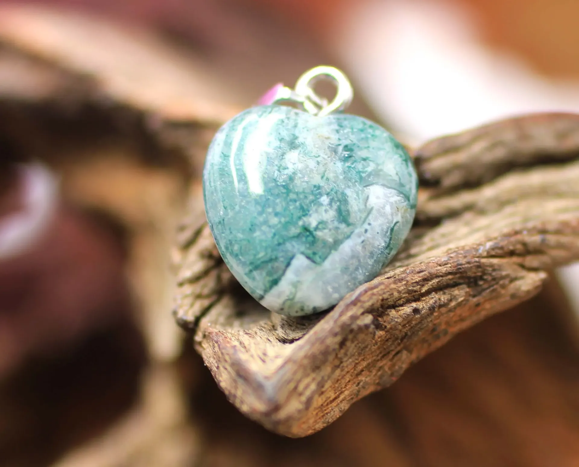 Pendentif coeur en Agate arbre