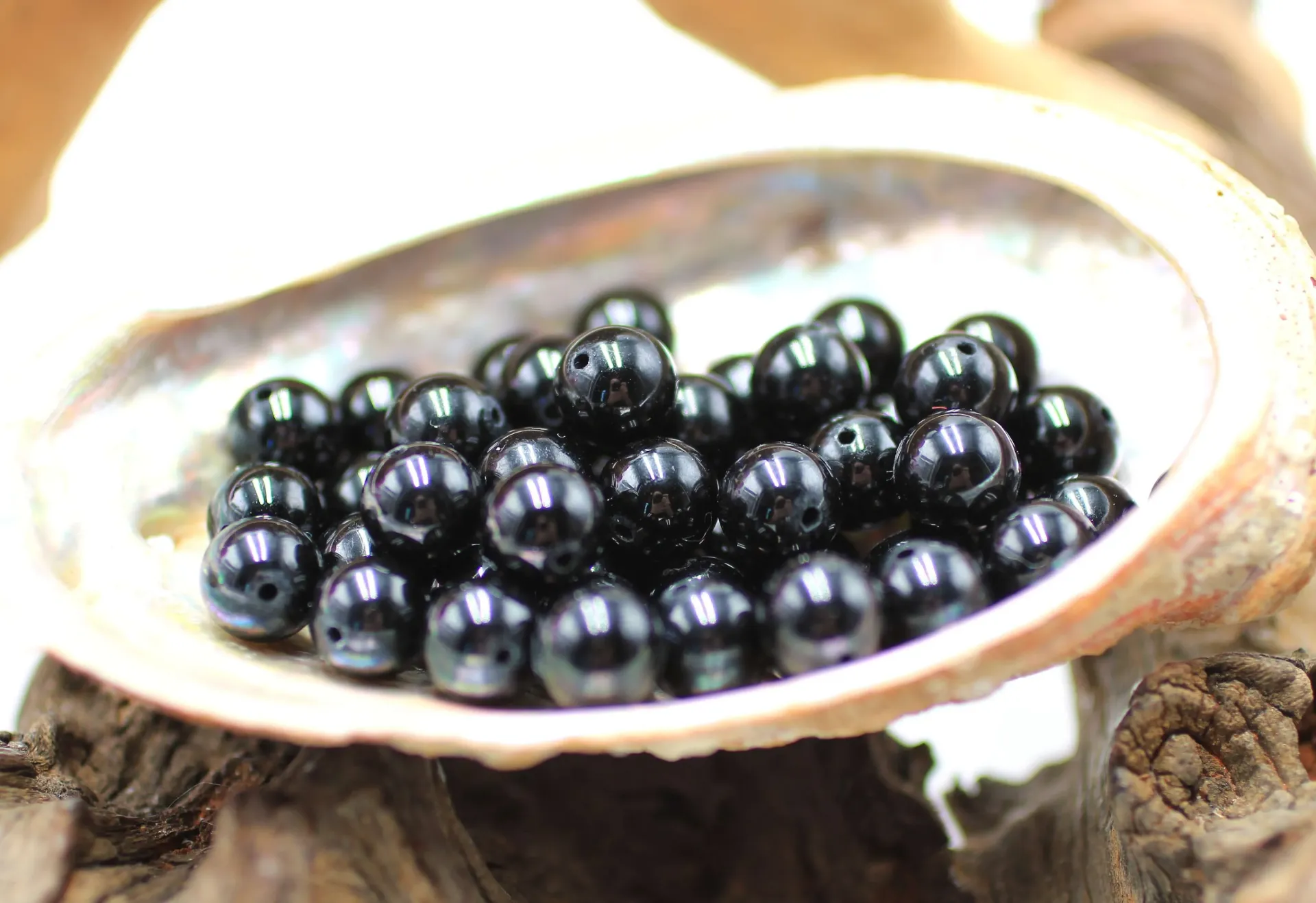 Perle 8mm en Tourmaline noire