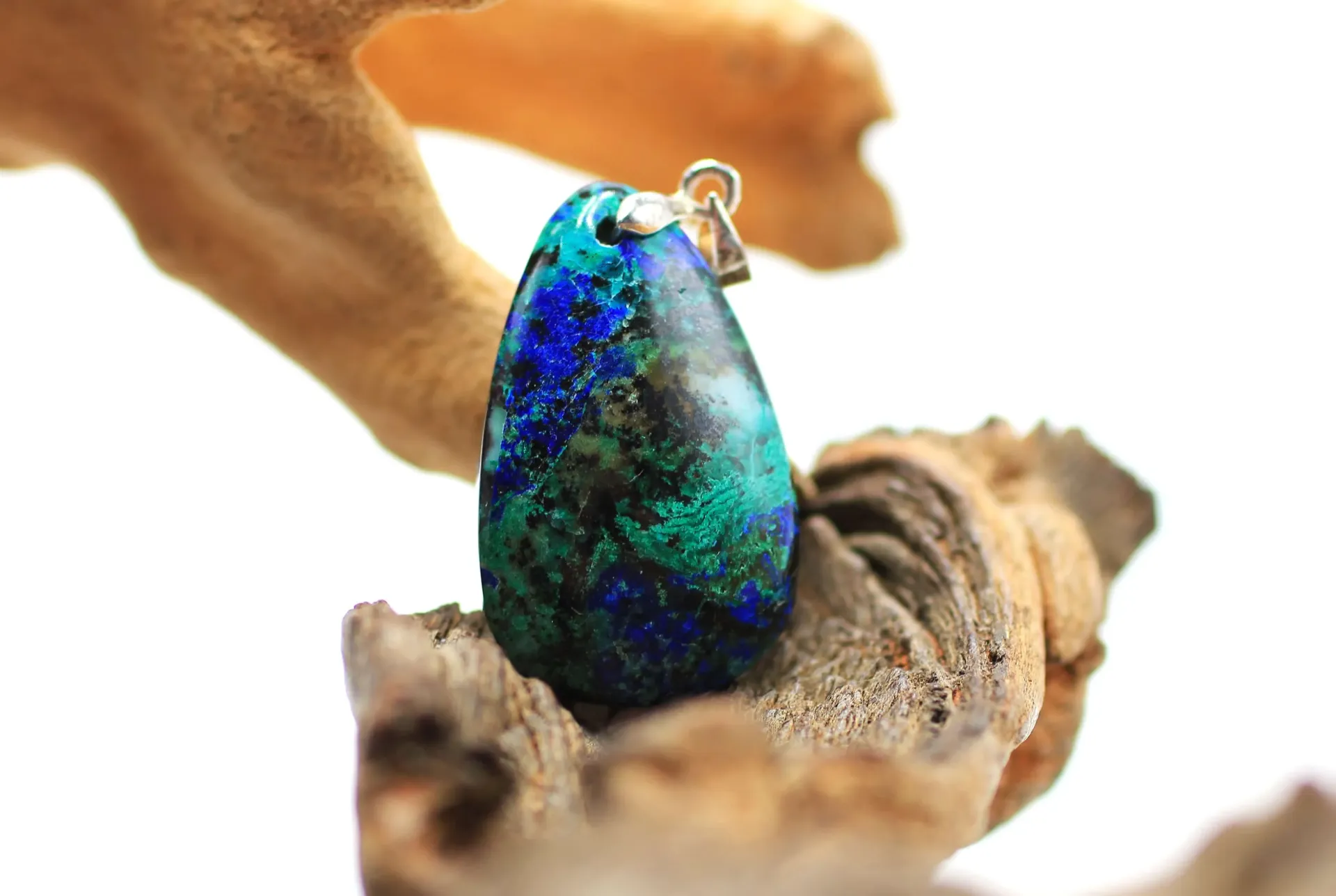 Pendentif goutte en Azurite-Malachite