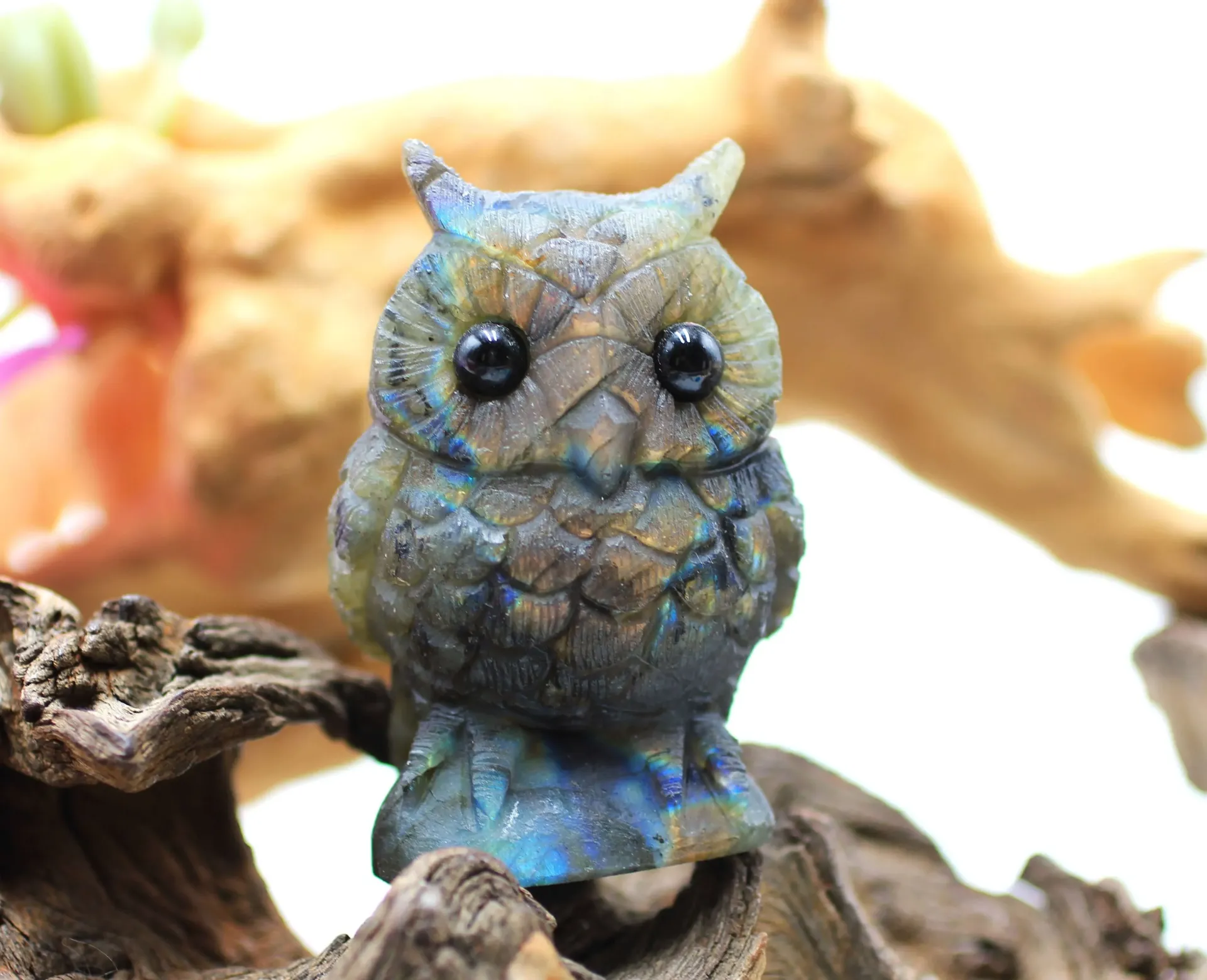 Hibou en Labradorite