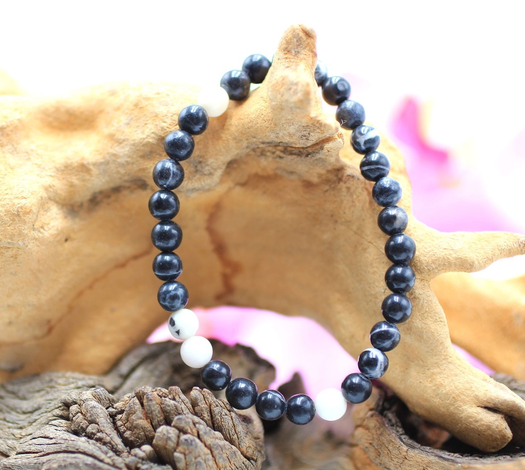 Bracelet en perles 6mm en Jaspe zèbre