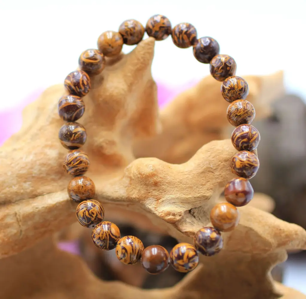 Bracelet en perles 8mm en Jaspe peau de serpent