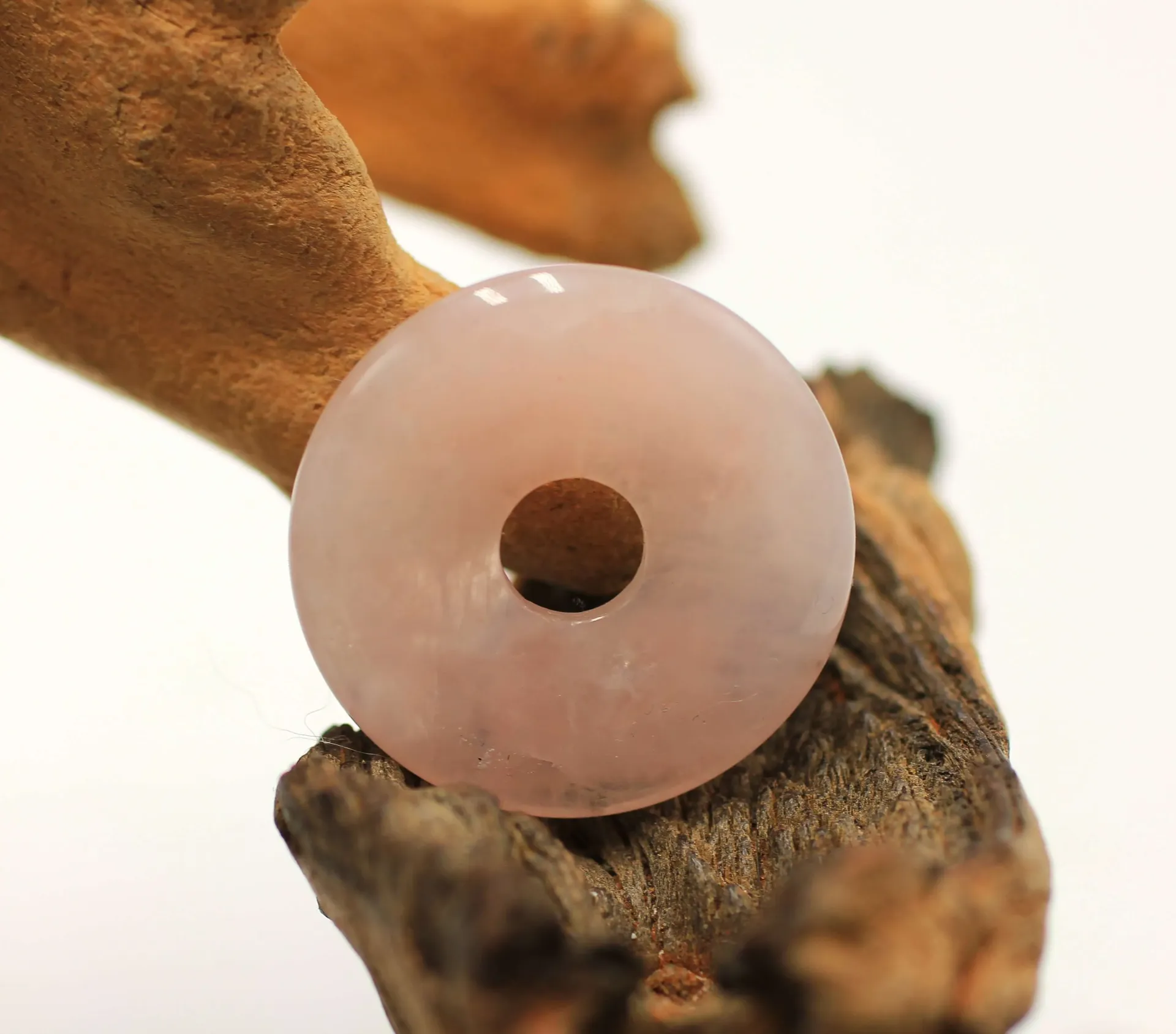 Pendentif donut en Quartz rose