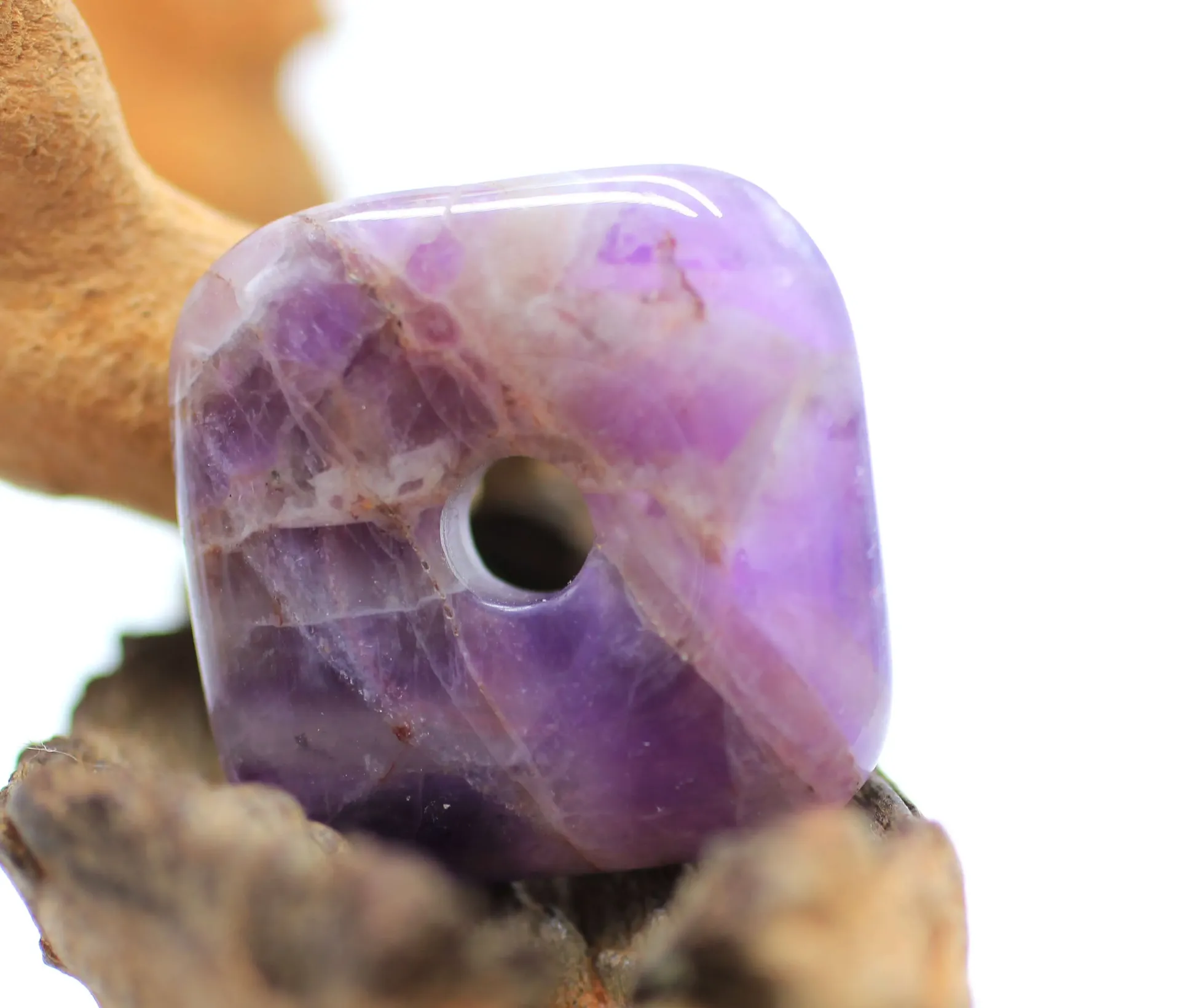 Pendentif donut carré en Améthyste