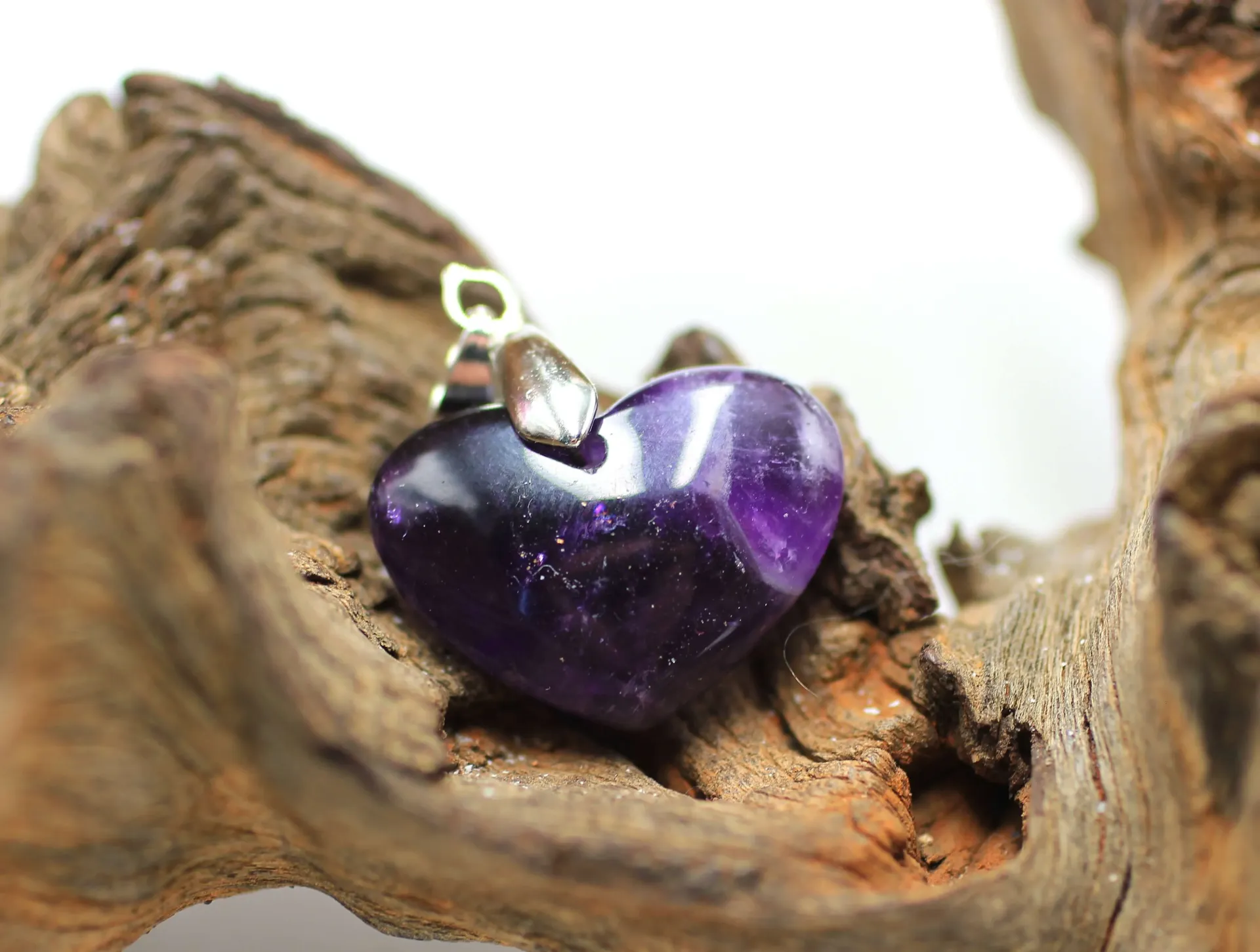 Pendentif cœur en Améthyste