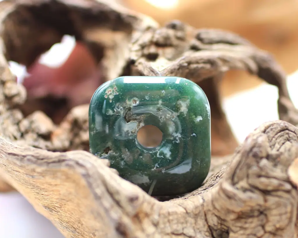 Pendentif donut carré en Agate mousse