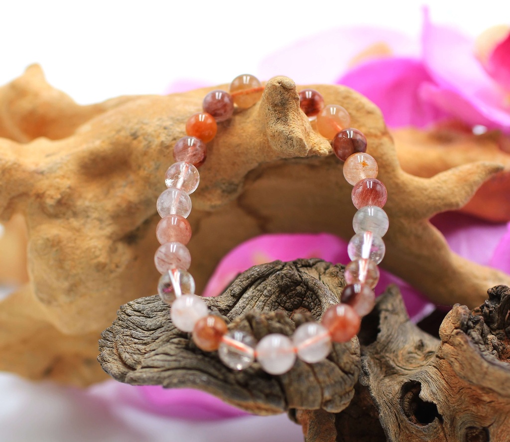 Bracelet en perles 8mm en Quartz rutile multicolore