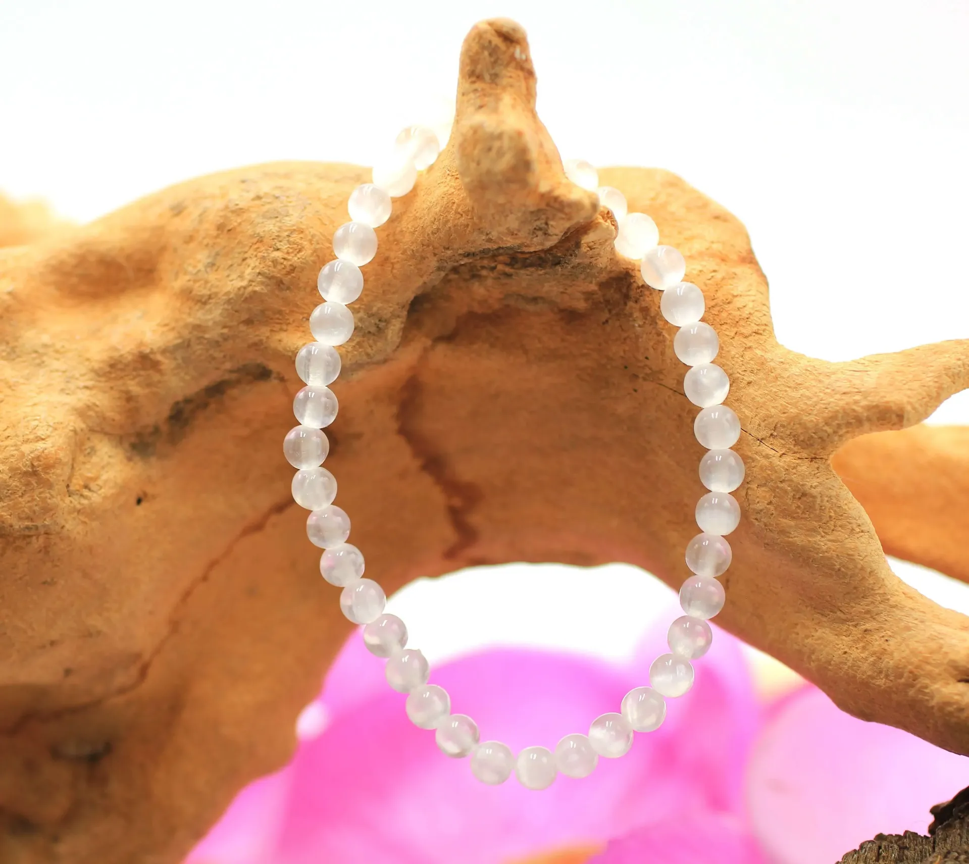 Bracelet en perles 4mm en Sélénite