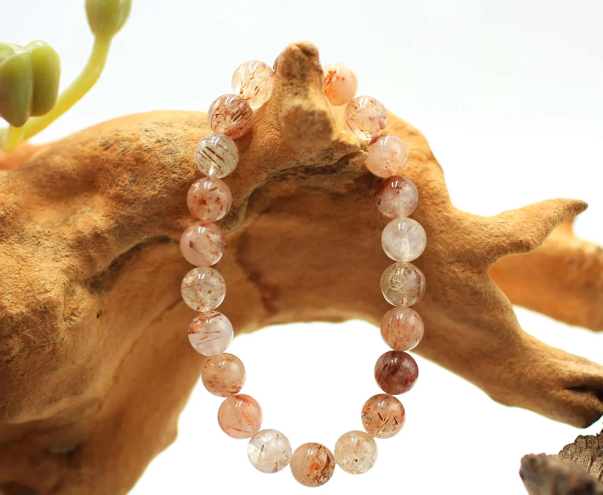 Bracelet en perles 8mm en Quartz rutile rouge