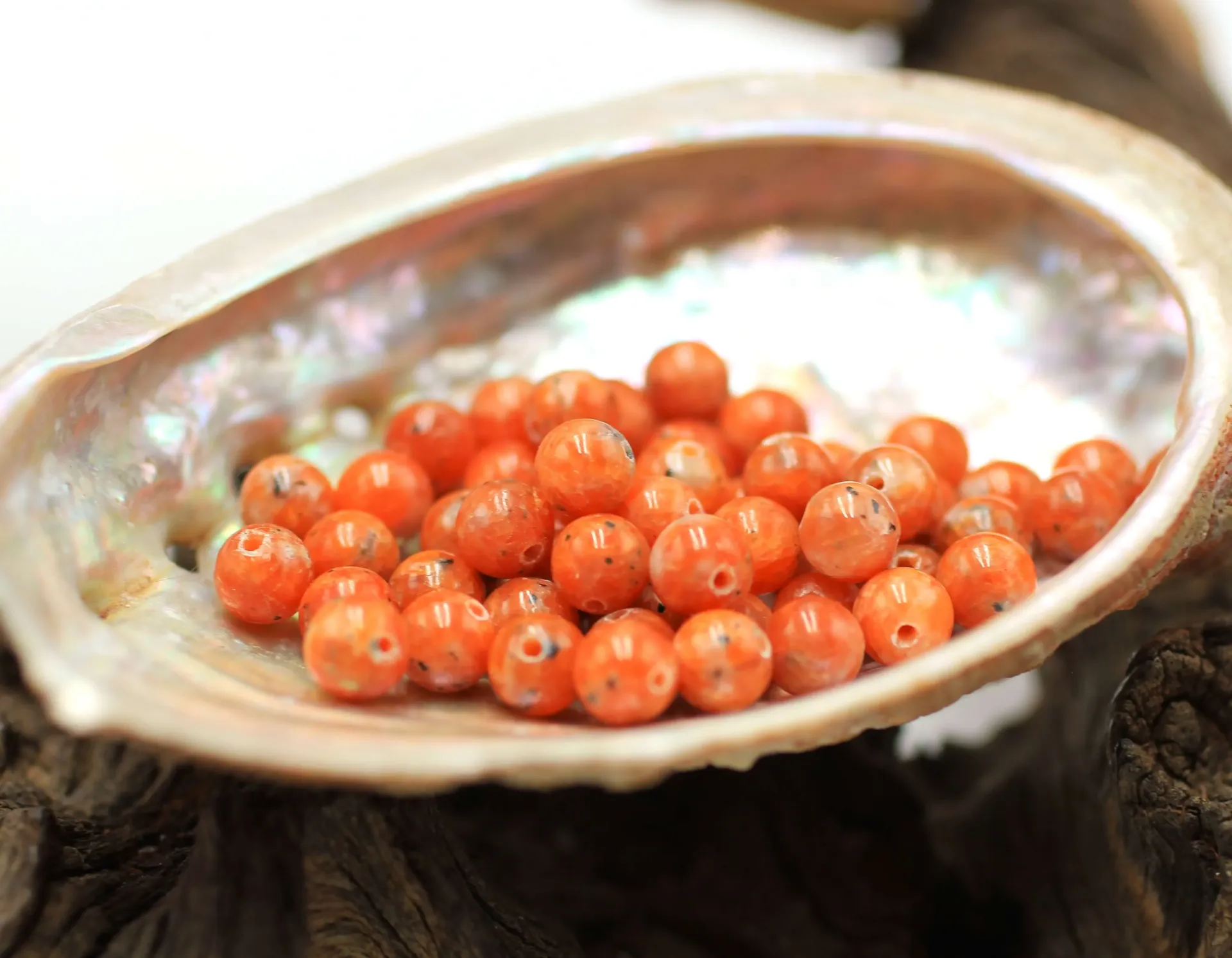 Perle 6mm en Calcite rouge