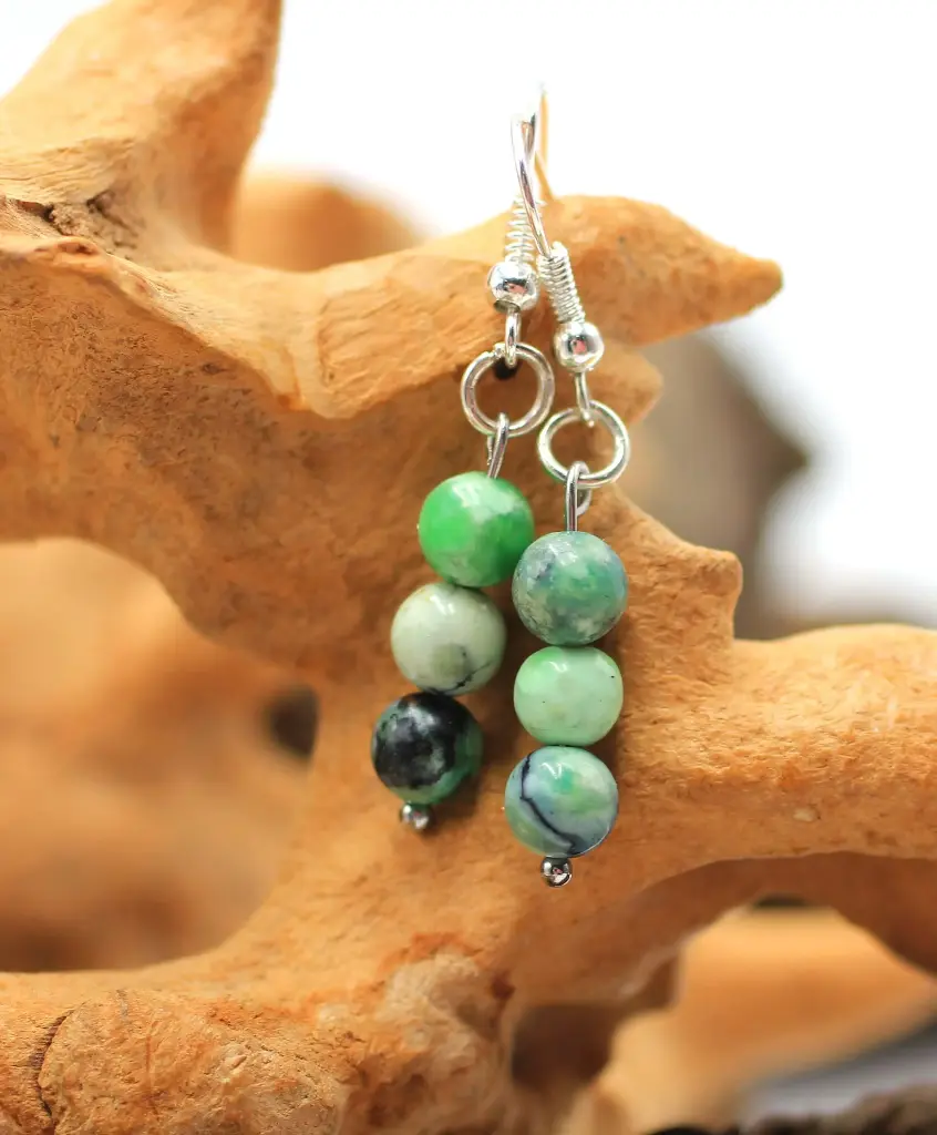 Boucles d'oreille en perles 6mm en Variscite