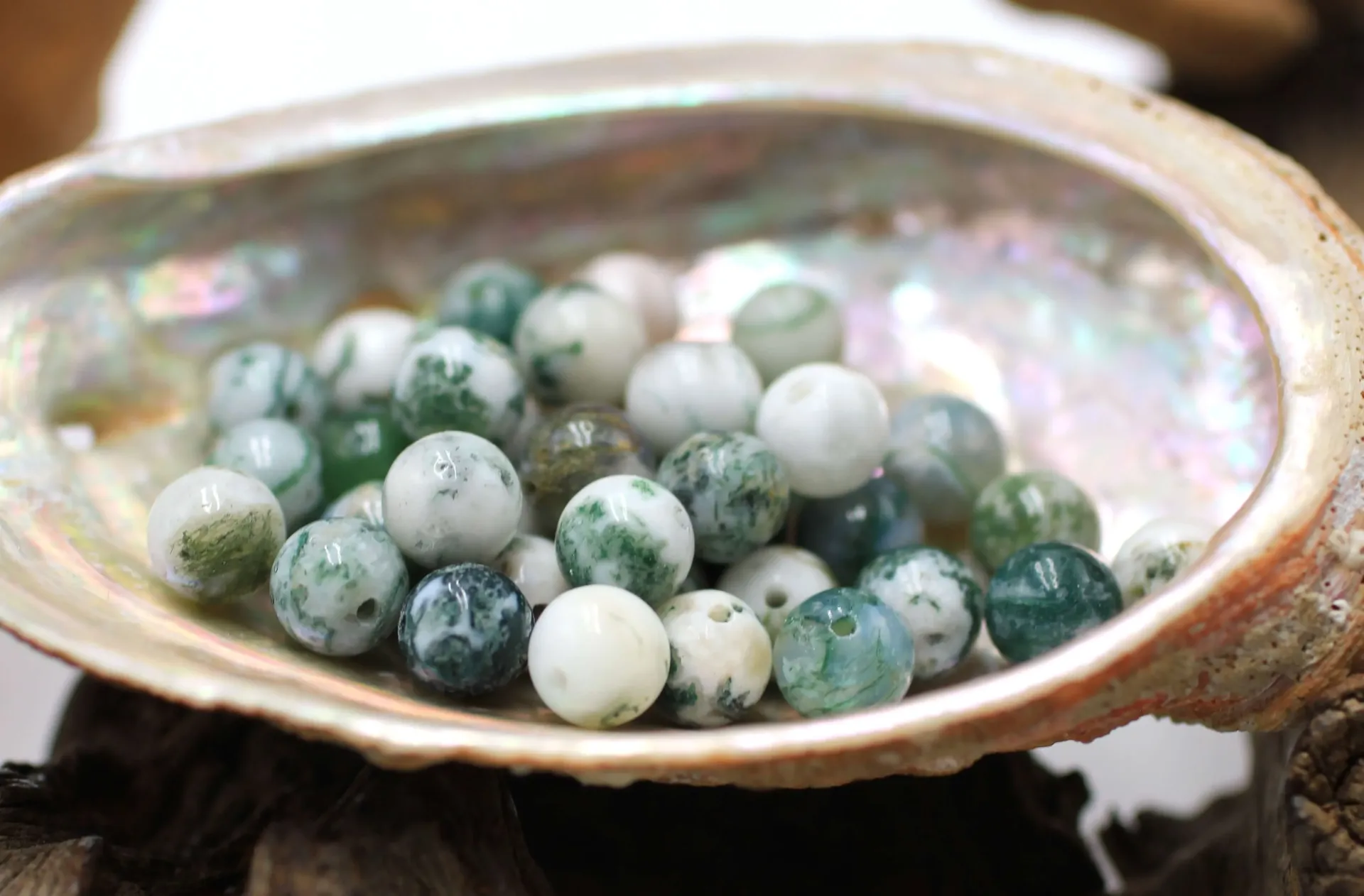 Perle 8mm en Agate arbre