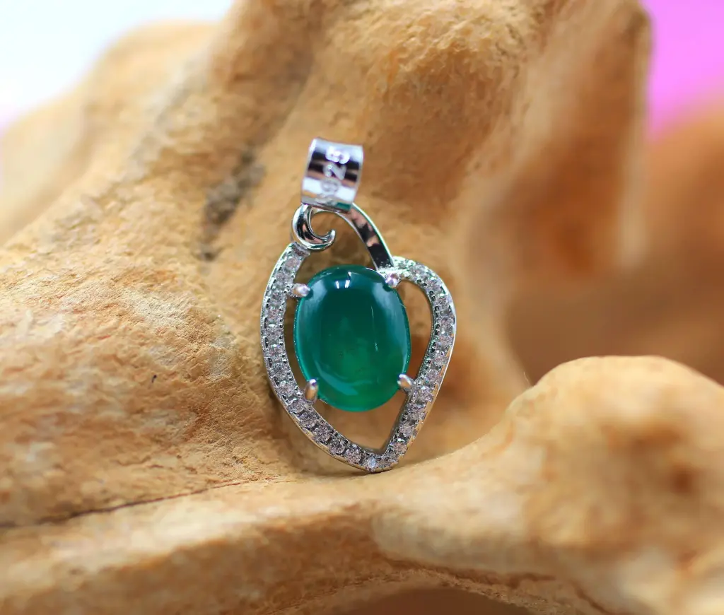 Pendentif en Argent 925 et en Chrysoprase