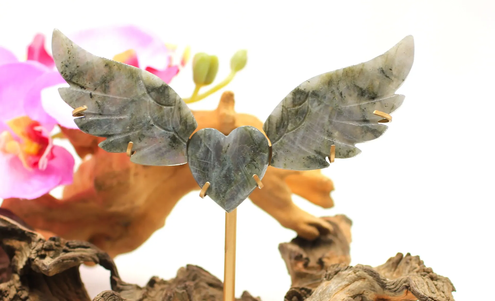 Aile d'Ange et Cœur sur pied en Labradorite