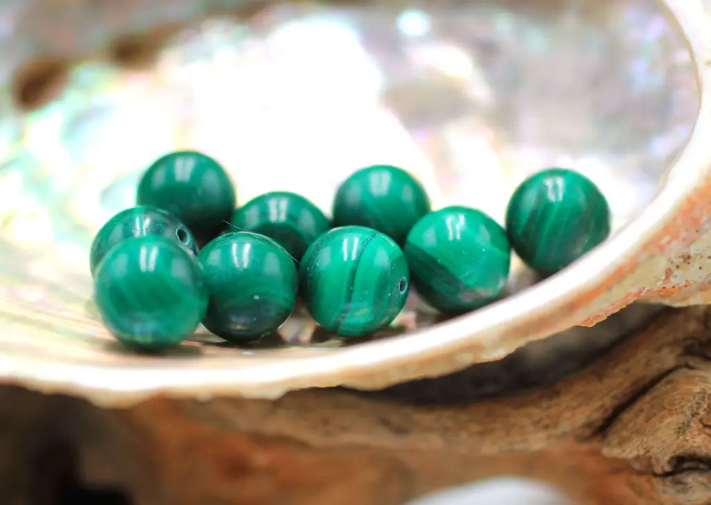 Perle 10mm en Malachite foncée