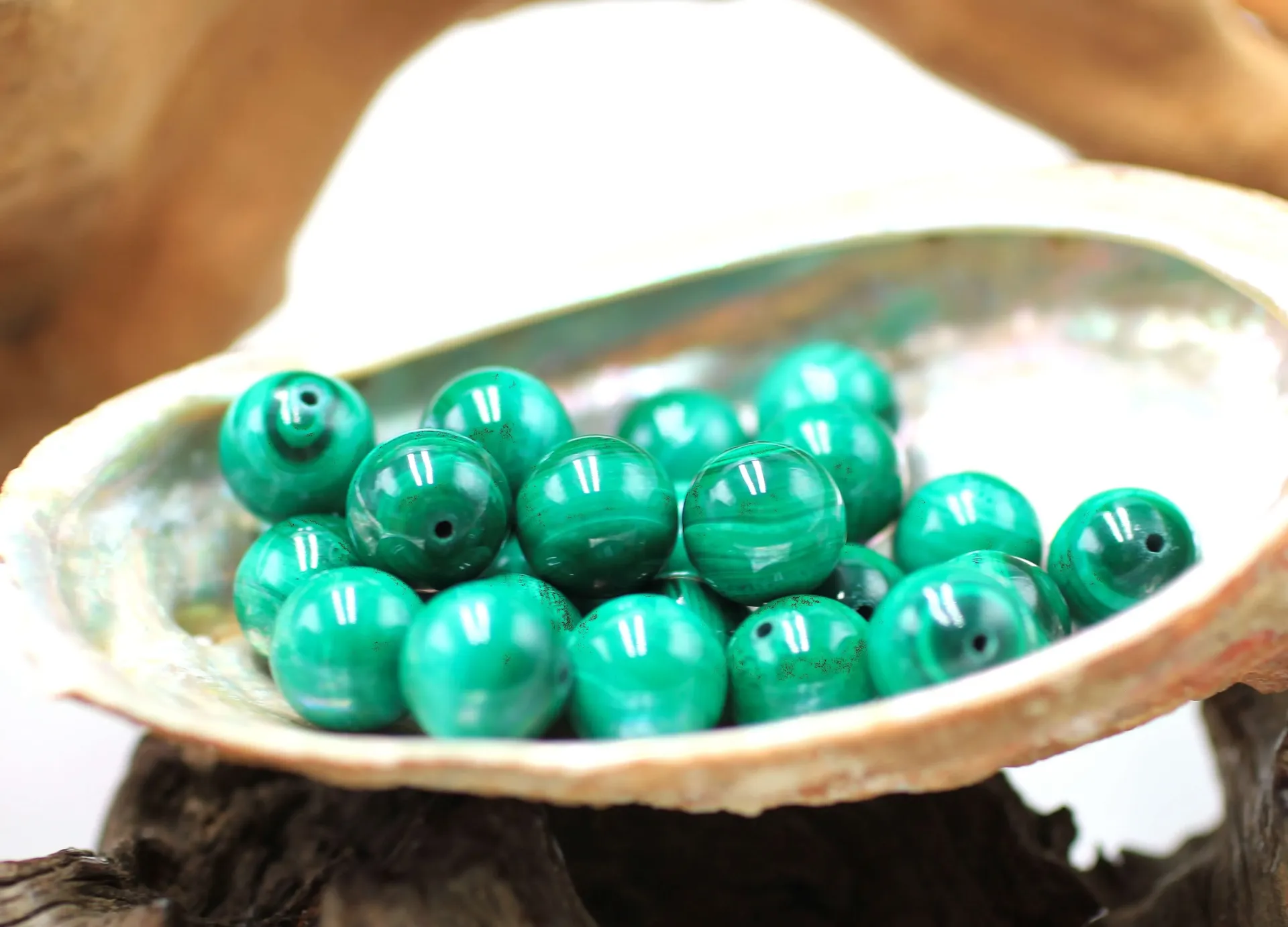 Perle 10mm en Malachite