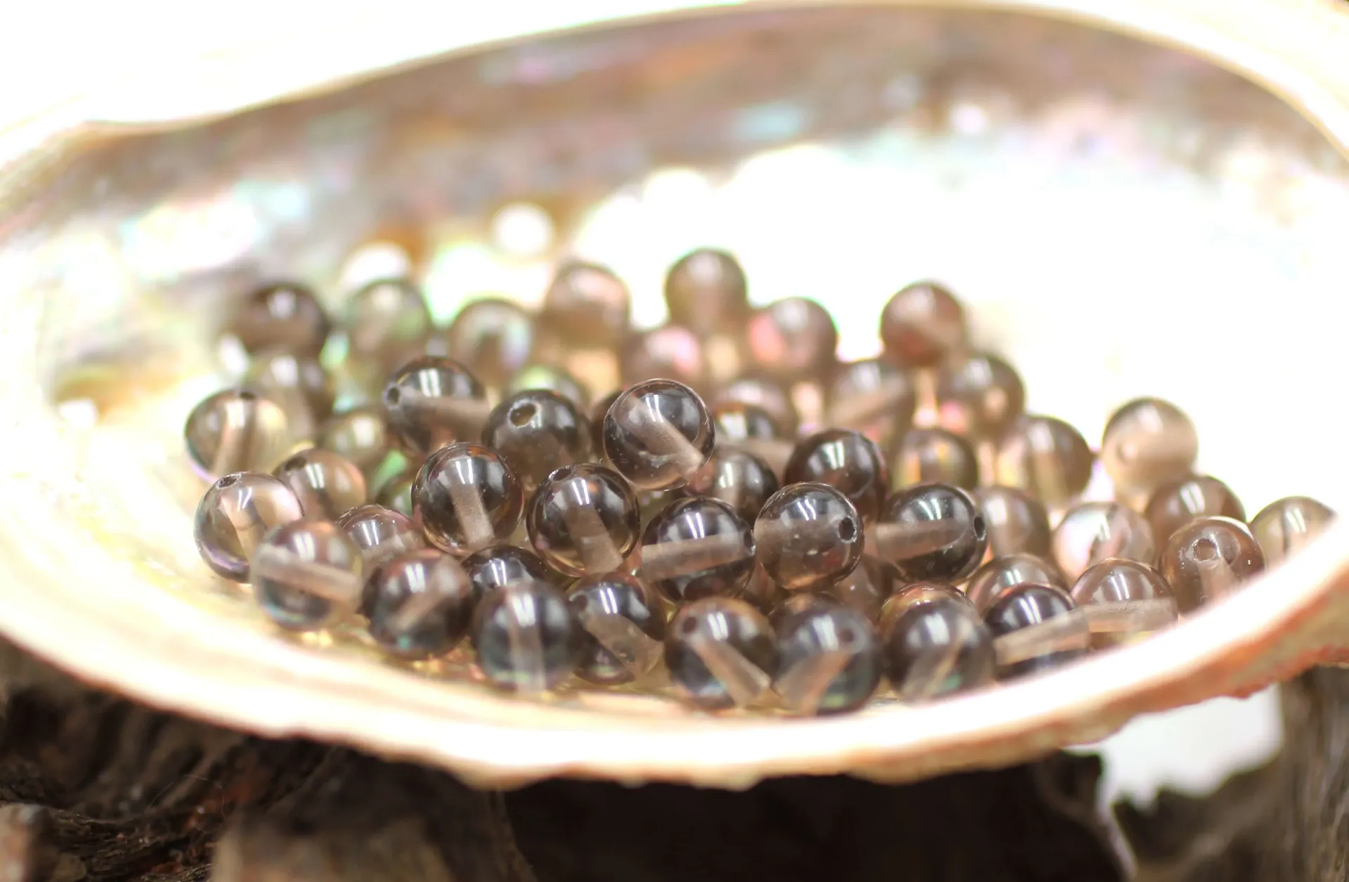 Perle 6mm en Obsidienne larmes d'Apache