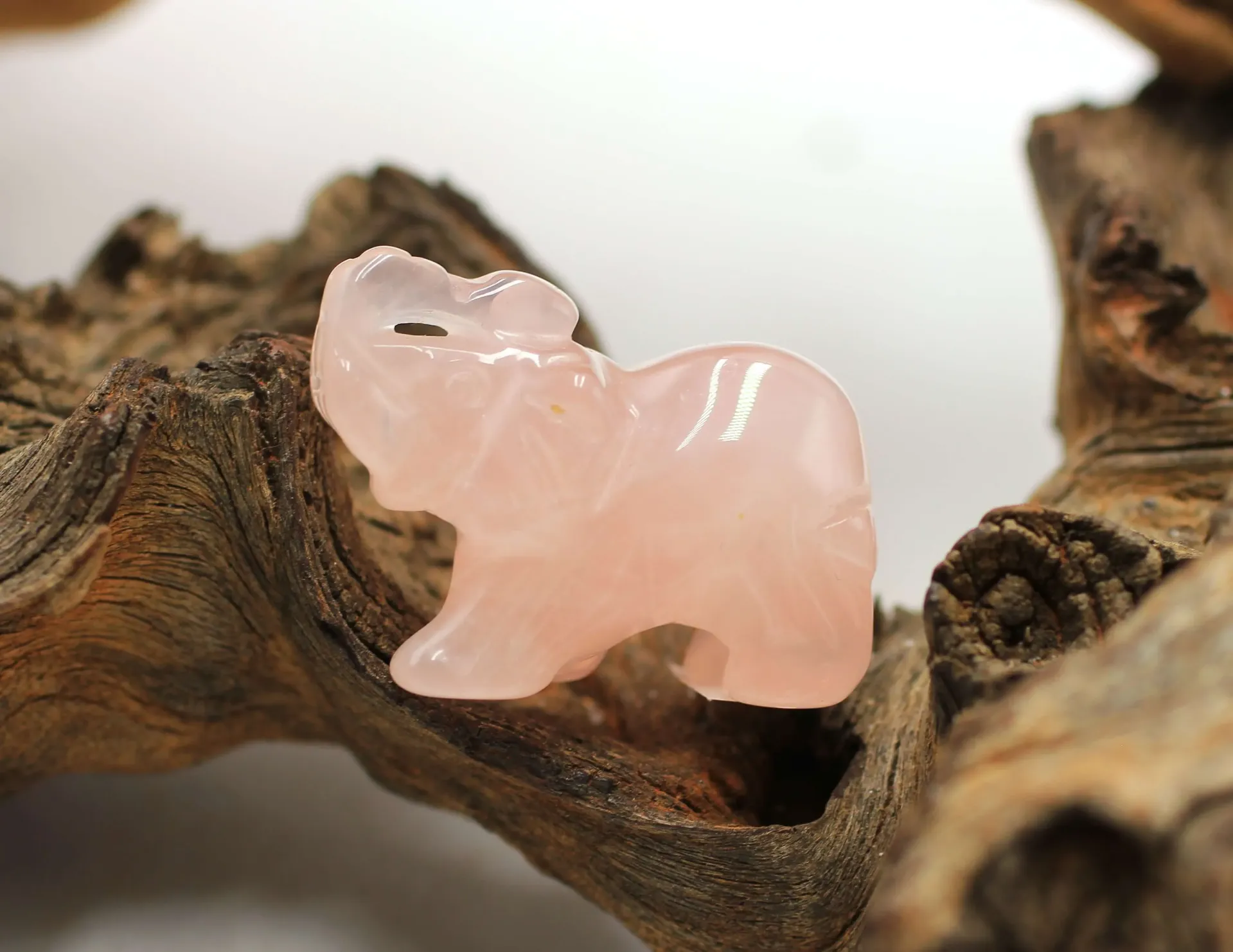 Eléphant en Quartz rose