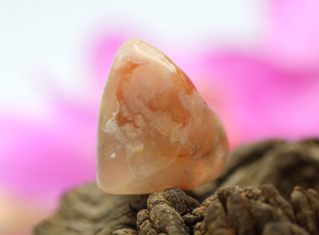 Agate fleur de cerisier roulée