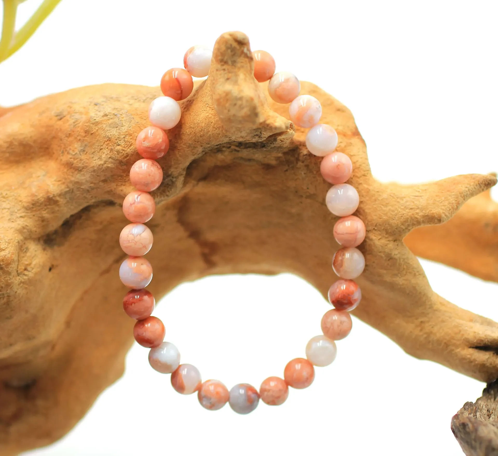 Bracelet en perles 6mm en Agate rose "Candy"