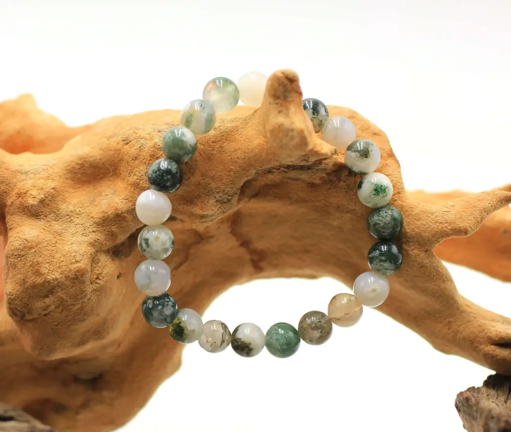 Bracelet en perles 8mm en Agate arbre