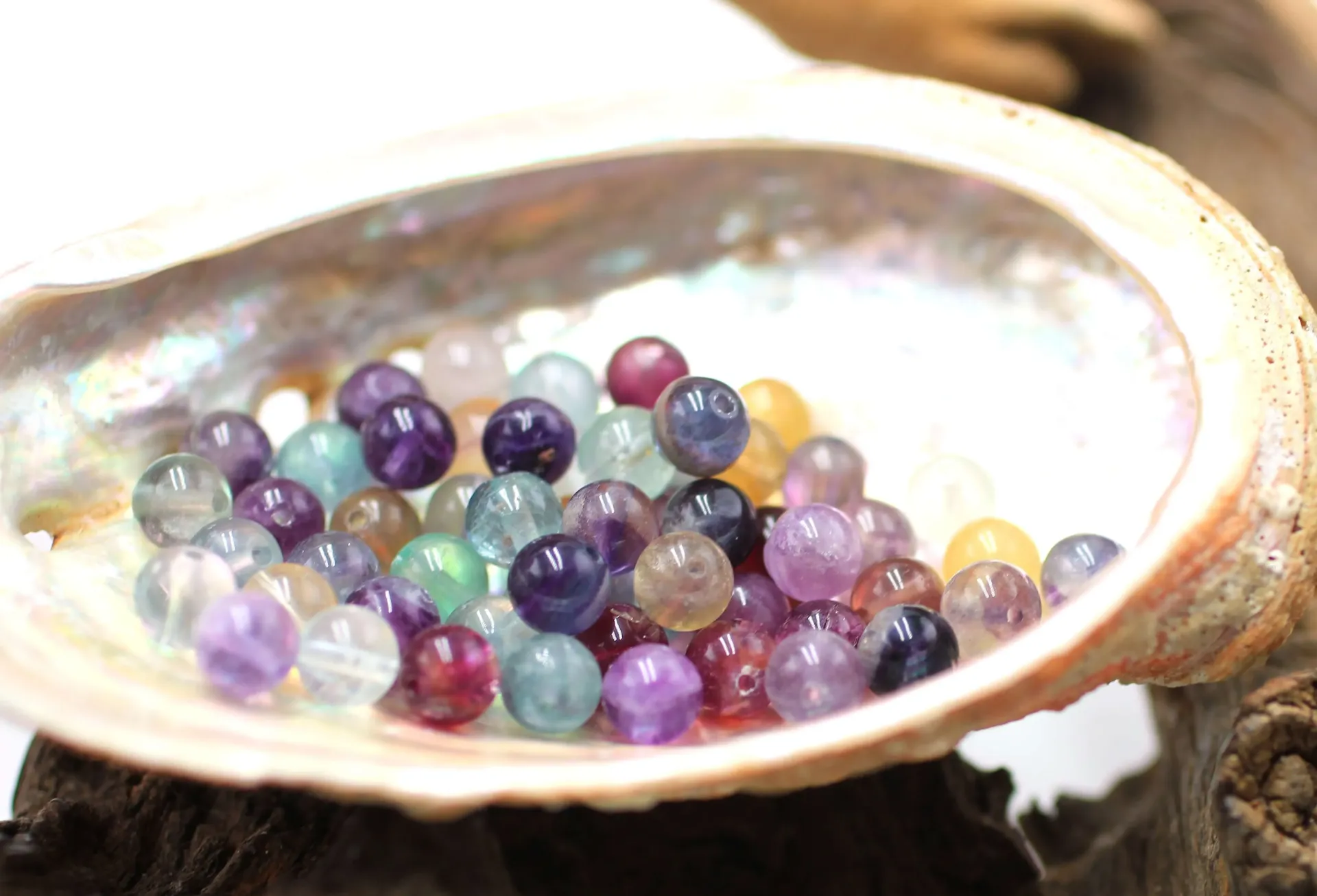 Perle 6mm en Fluorite multicolore