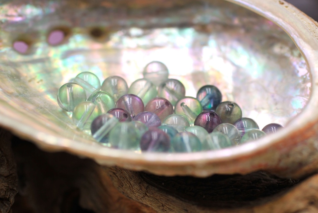 Perle 6mm en Fluorite multicolore