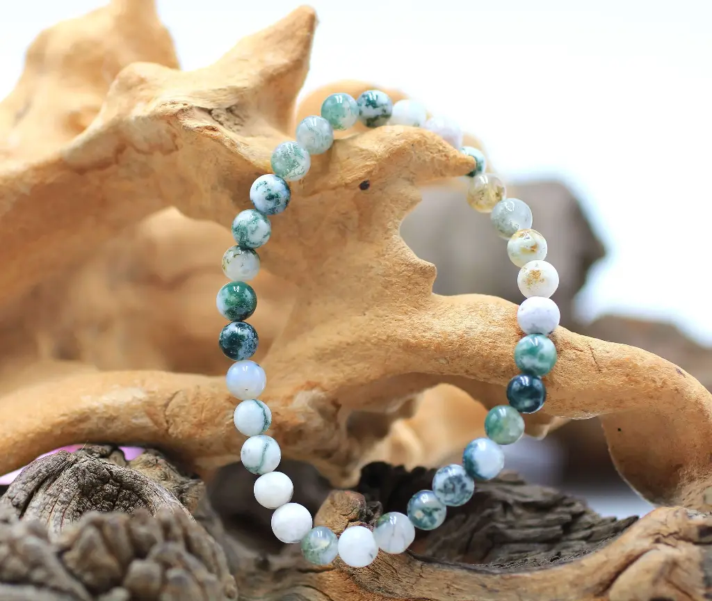 Bracelet en perles 6mm en Agate arbre