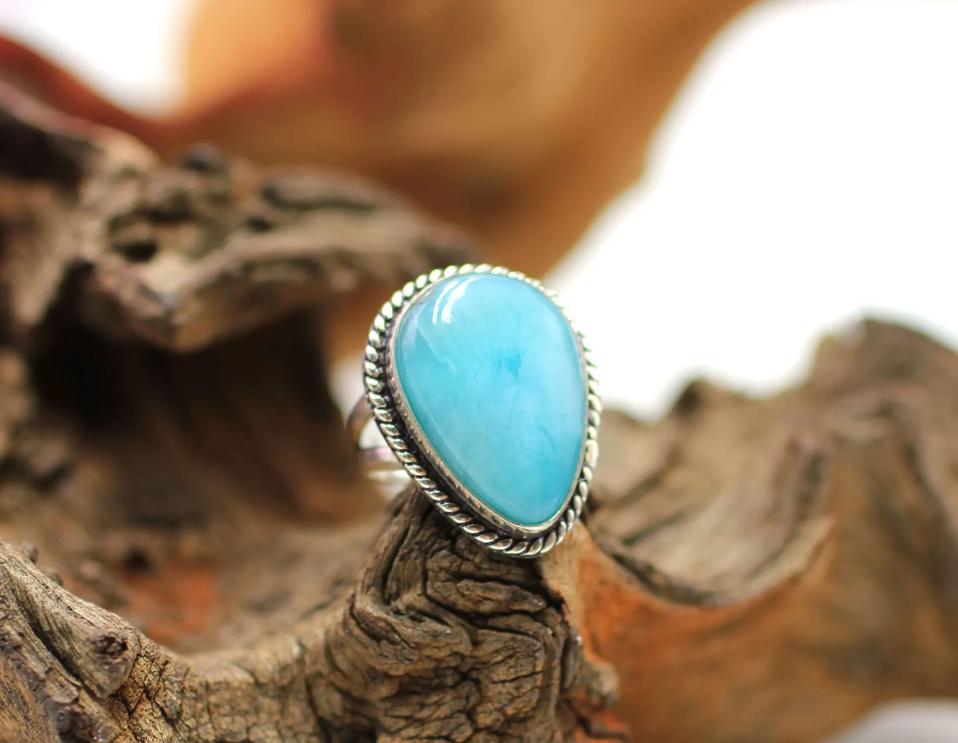 Bague en plaqué Argent et en Amazonite