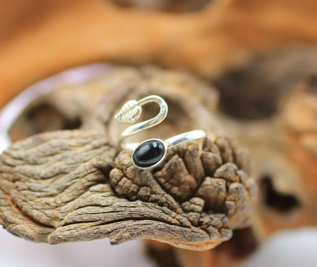 Bague réglable en Argent 925 et en Onyx noir