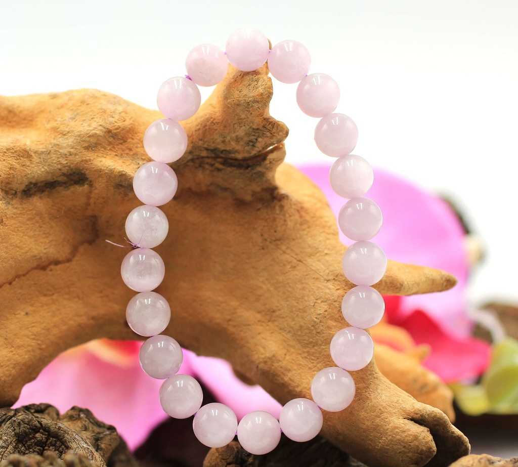 Bracelet en perles 8mm en Kunzite rose