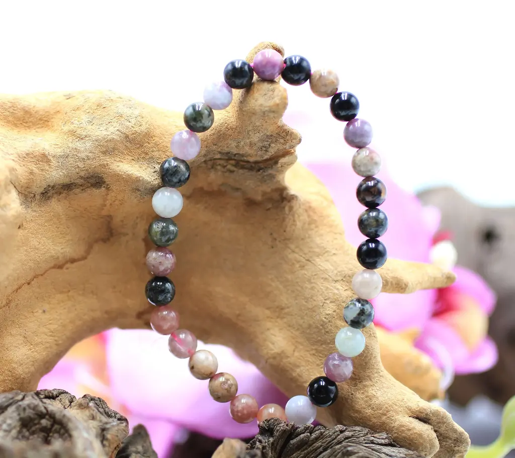Bracelet en perles 6mm en Tourmaline multicolore